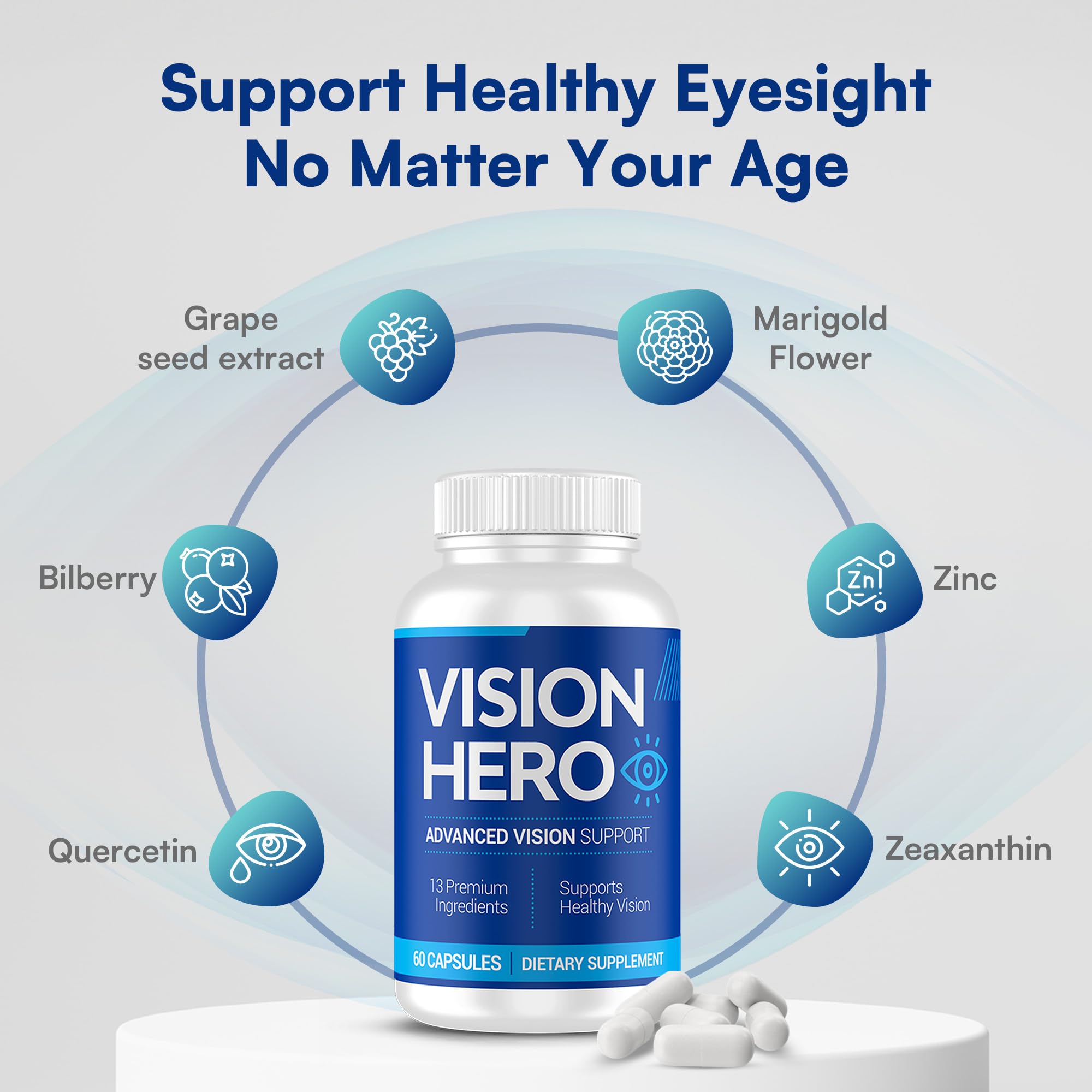 Vision Hero Advanced Vision Support - Eye Health Supplements for Adults (Pack of 2) | 60 Capsules