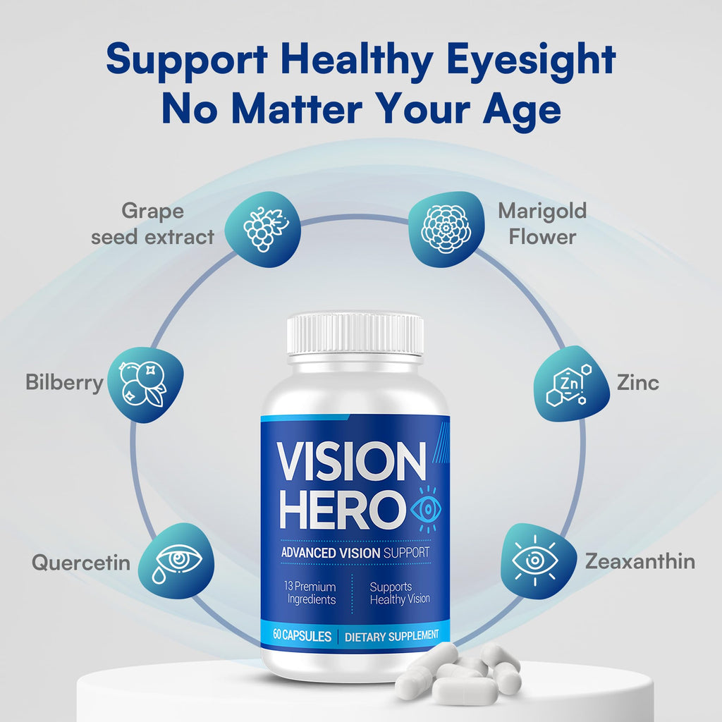 Vision Hero Advanced Vision Support – 60 Capsules Eye Health Supplements (Pack of 4)