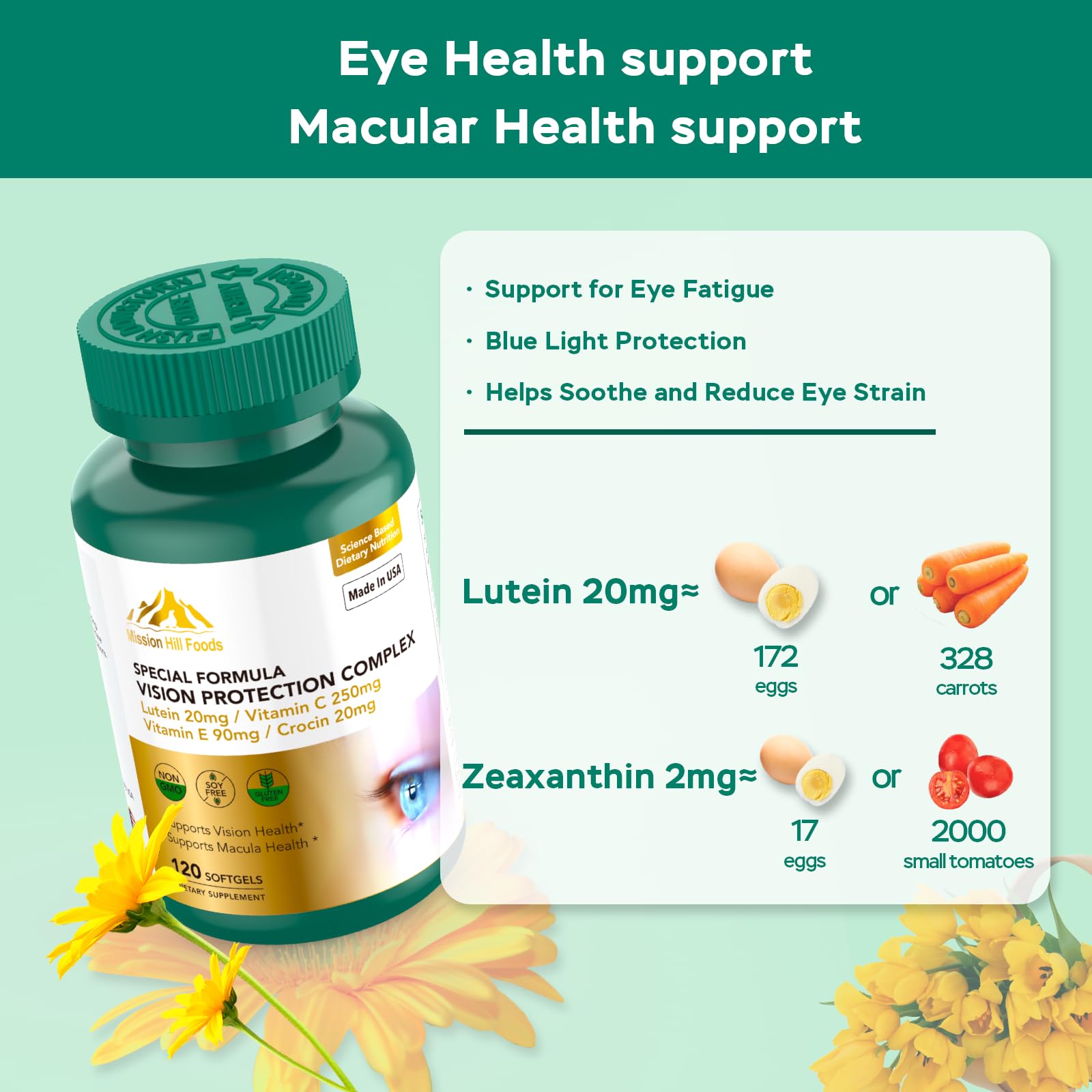Vision Protection Complex with Lutein – 6 in 1 Eye Health, 240 Softgels