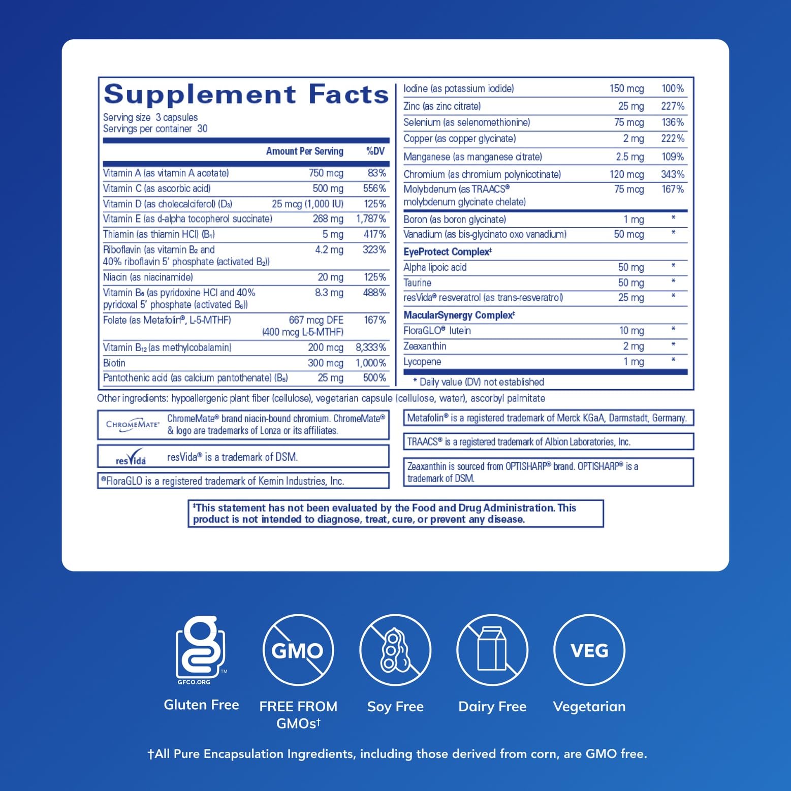 Pure Encapsulations VisionPro Nutrients – Hypoallergenic Vision Support, 90 Capsules