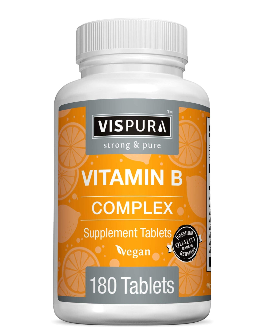 VISPURA Vitamin B-Complex – 180 Vegan Tablets | All B Vitamins