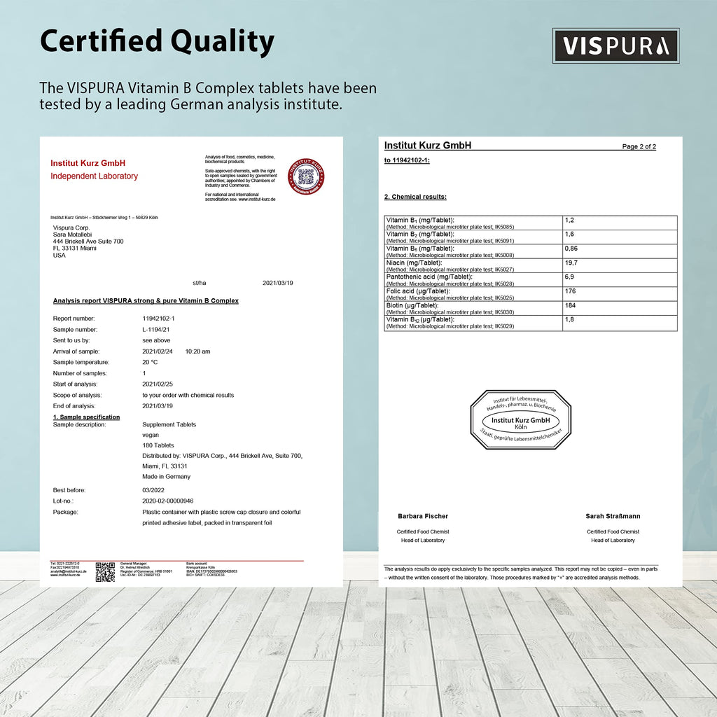 VISPURA Vitamin B-Complex – 180 Vegan Tablets | All B Vitamins