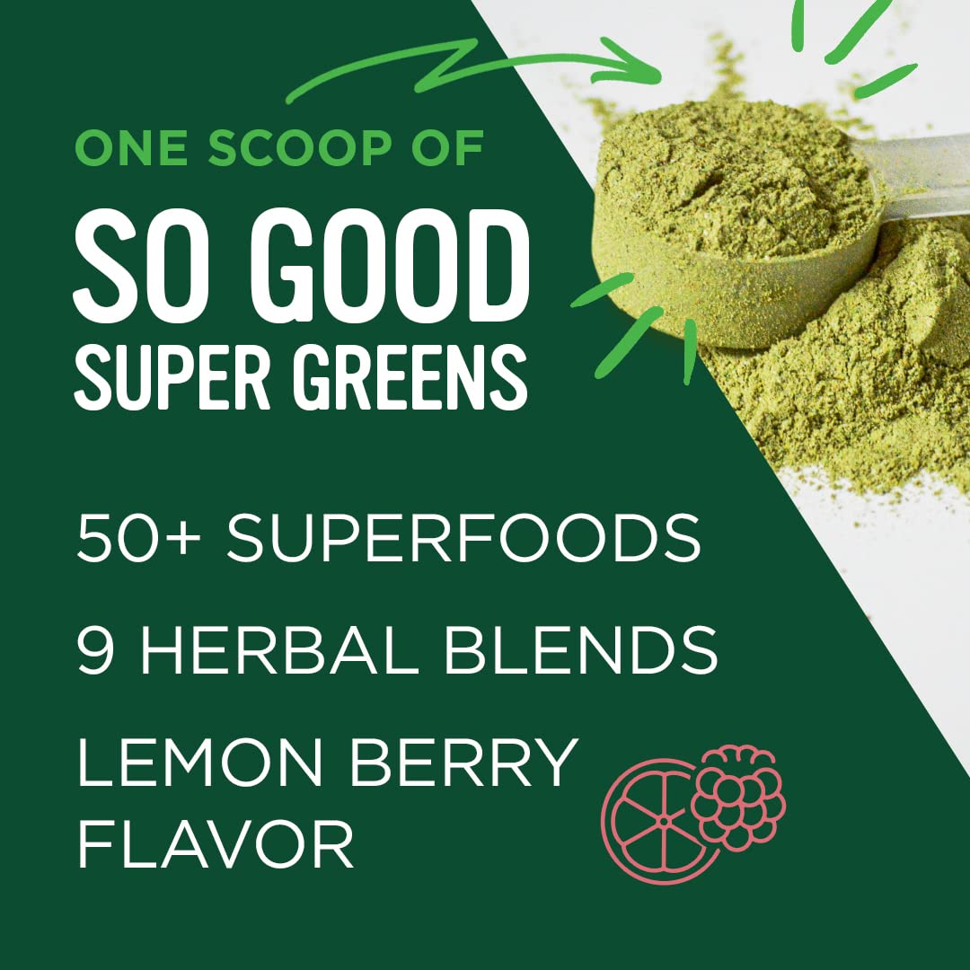 VitaCup So Good Super Greens Powder – 50+ Premium Superfoods, Berry Lemon, 30 Servings