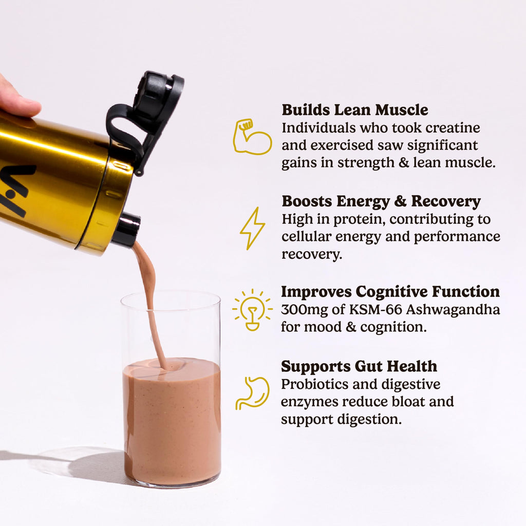 VitaHustle ONE Max Protein + Creatine – 30g Plant Protein, Double Chocolate