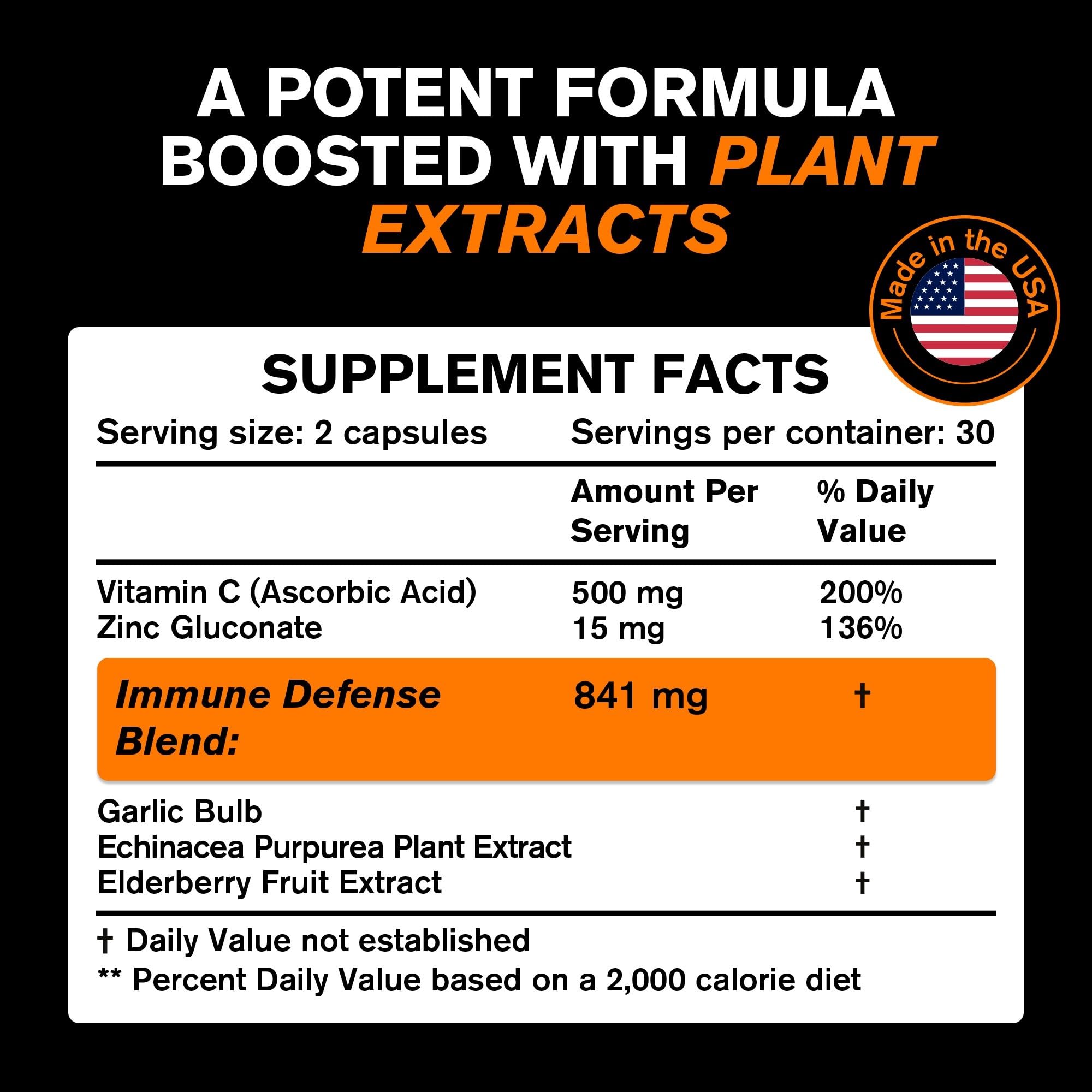 VitaRaw Immune Support Vitamins – Elderberry, Zinc, Vitamin C & Garlic for Adults