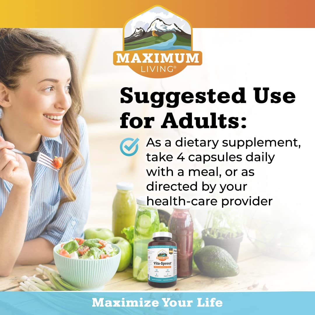 Maximum Living Vita-Sprout Whole-Food Multivitamin & Phytonutrient Blend - 120 Capsules