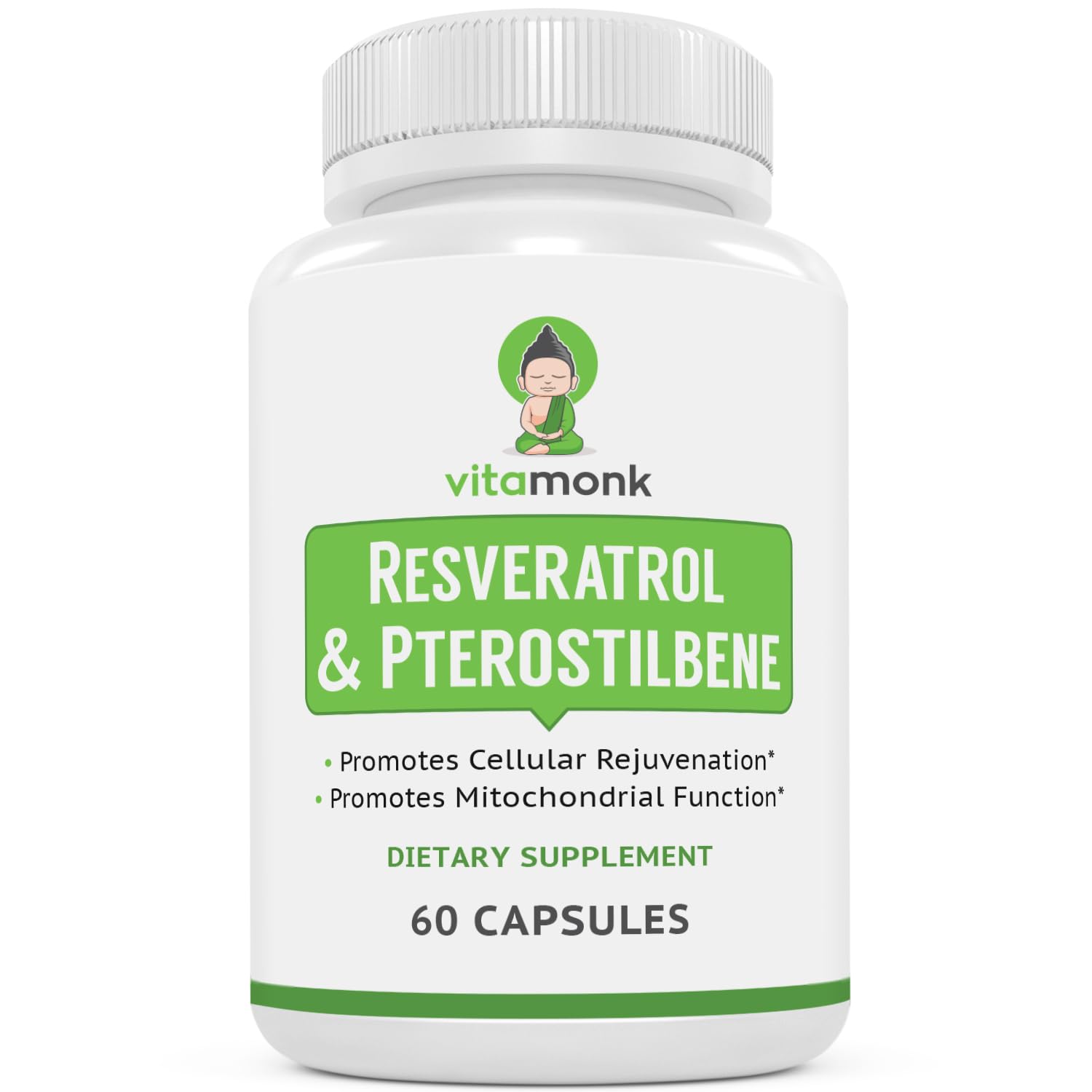 VitaMonk Resveratrol + Pterostilbene 600/60mg - Healthy Aging (60 Caps)