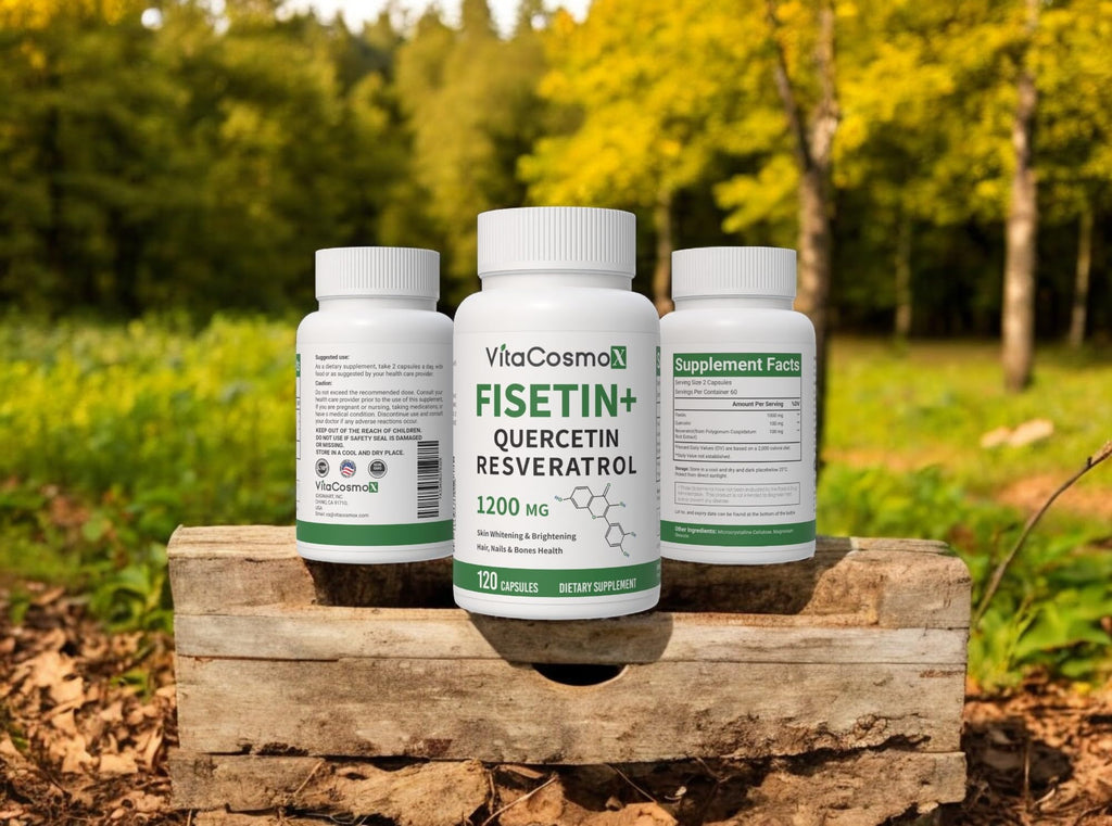 VitaCosmoX Fisetin Quercetin Resveratrol Supplement – 1,200 mg, 120 Veggie Capsules | Non-GMO & Gluten Free