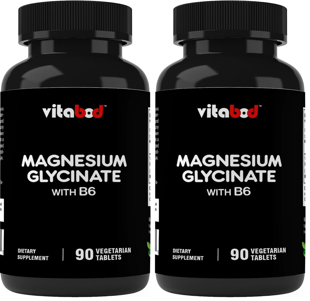Vitabod Magnesium Glycinate 1000 mg – 180 Tablets (Pack of 2) Chelated Magnesium for Muscle & Heart Health
