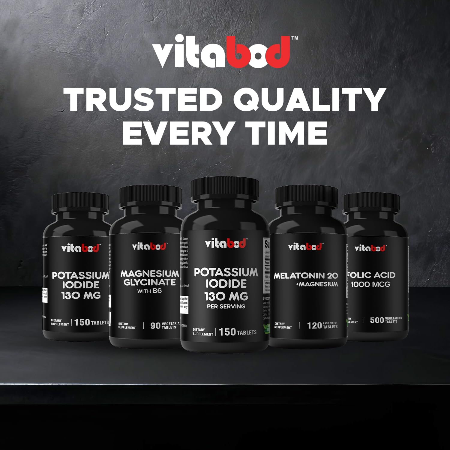 Vitabod Potassium Iodide 130 mg - 150 Tablets (2 Bottles) | Made in USA