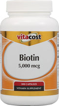 Vitacost Biotin 5000 mcg - 300 Capsules | Vitamin B7 Supplement