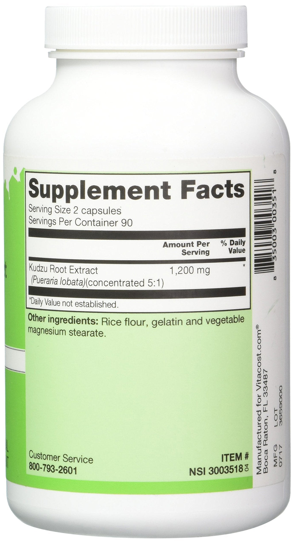 Vitacost Kudzu Root Extract 1200 mg per Serving - 180 Capsules