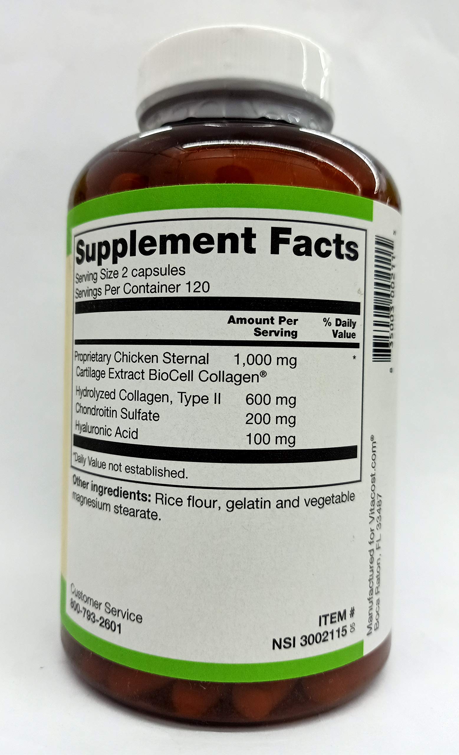 Vitacost ROOT2 BioCell Collagen with Hyaluronic Acid – 100 mg per Serving – 240 Capsules