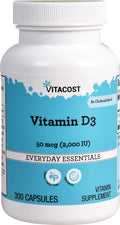 Vitacost Vitamin D3 (Cholecalciferol) 2000 IU – 300 Capsules