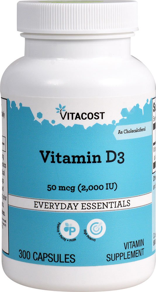 Vitacost Vitamin D3 (Cholecalciferol) 2000 IU – 300 Capsules