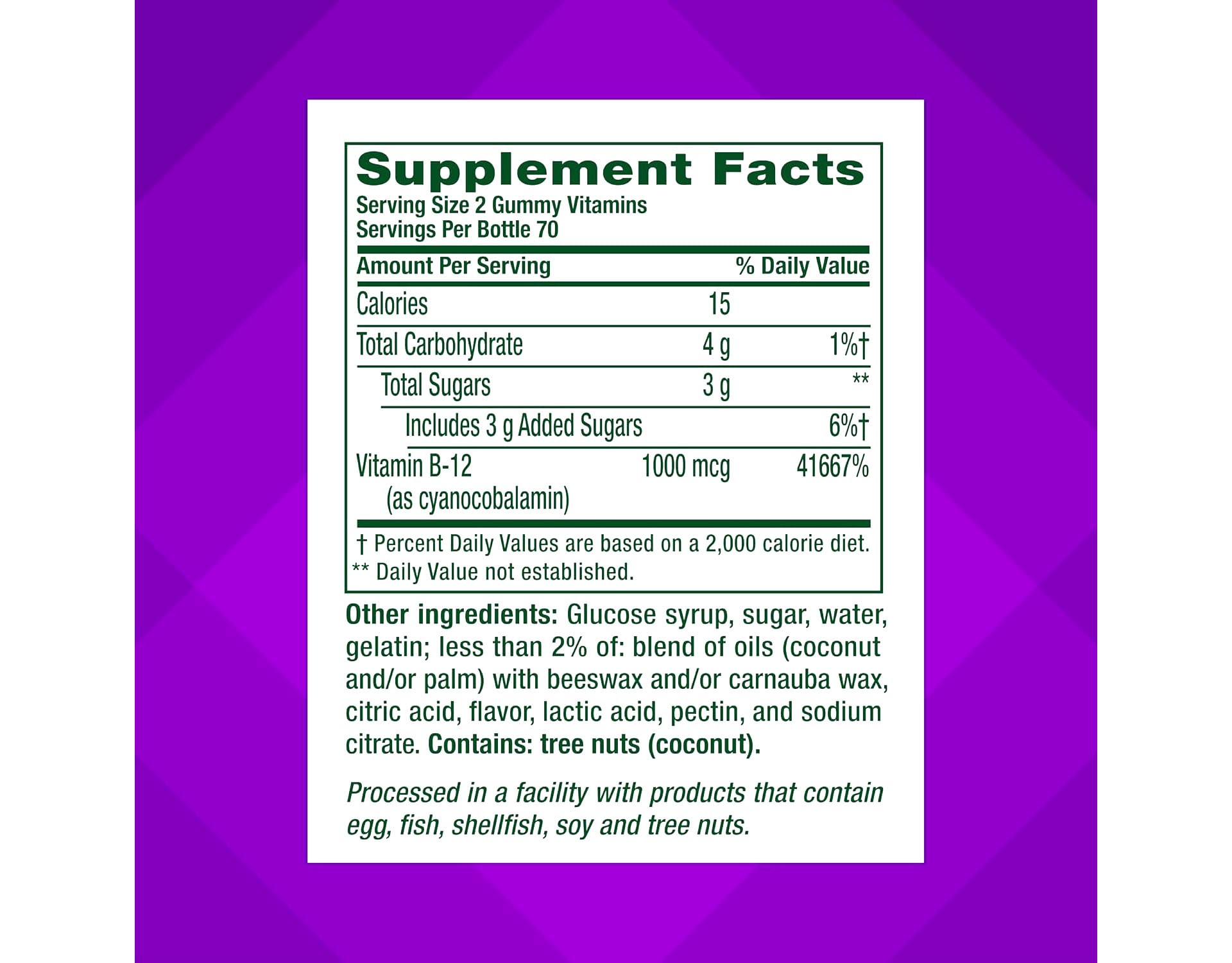 Vitafusion B-12 1000mcg Gummy – 140 Count (Pack of 2) | Vitamin B12 Supplement