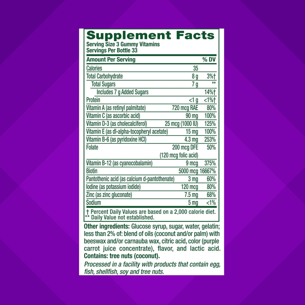 Vitafusion Gorgeous Hair, Skin Nails Gummies – Raspberry 100ct