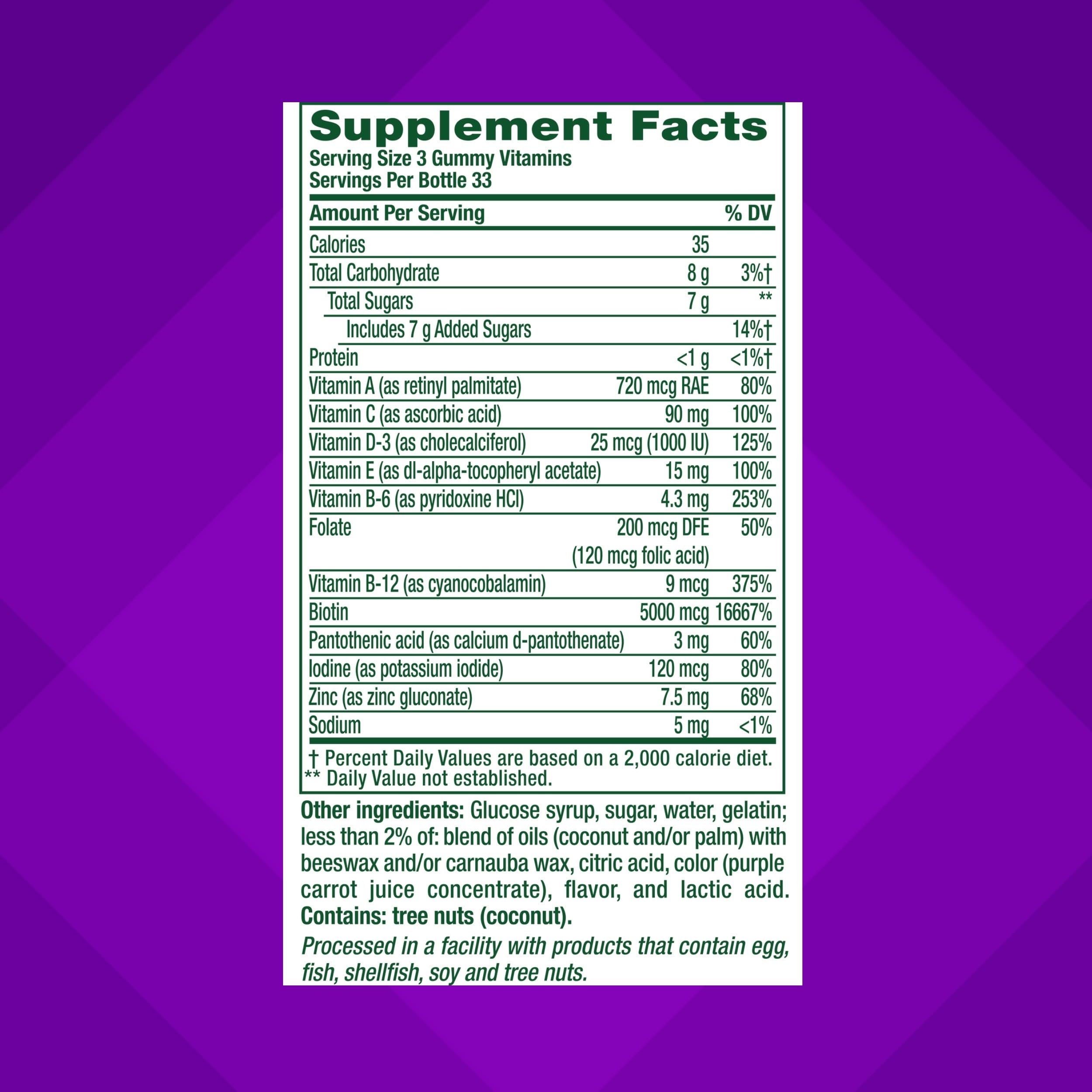 Vitafusion Gorgeous Hair, Skin Nails Gummies – Raspberry 100ct
