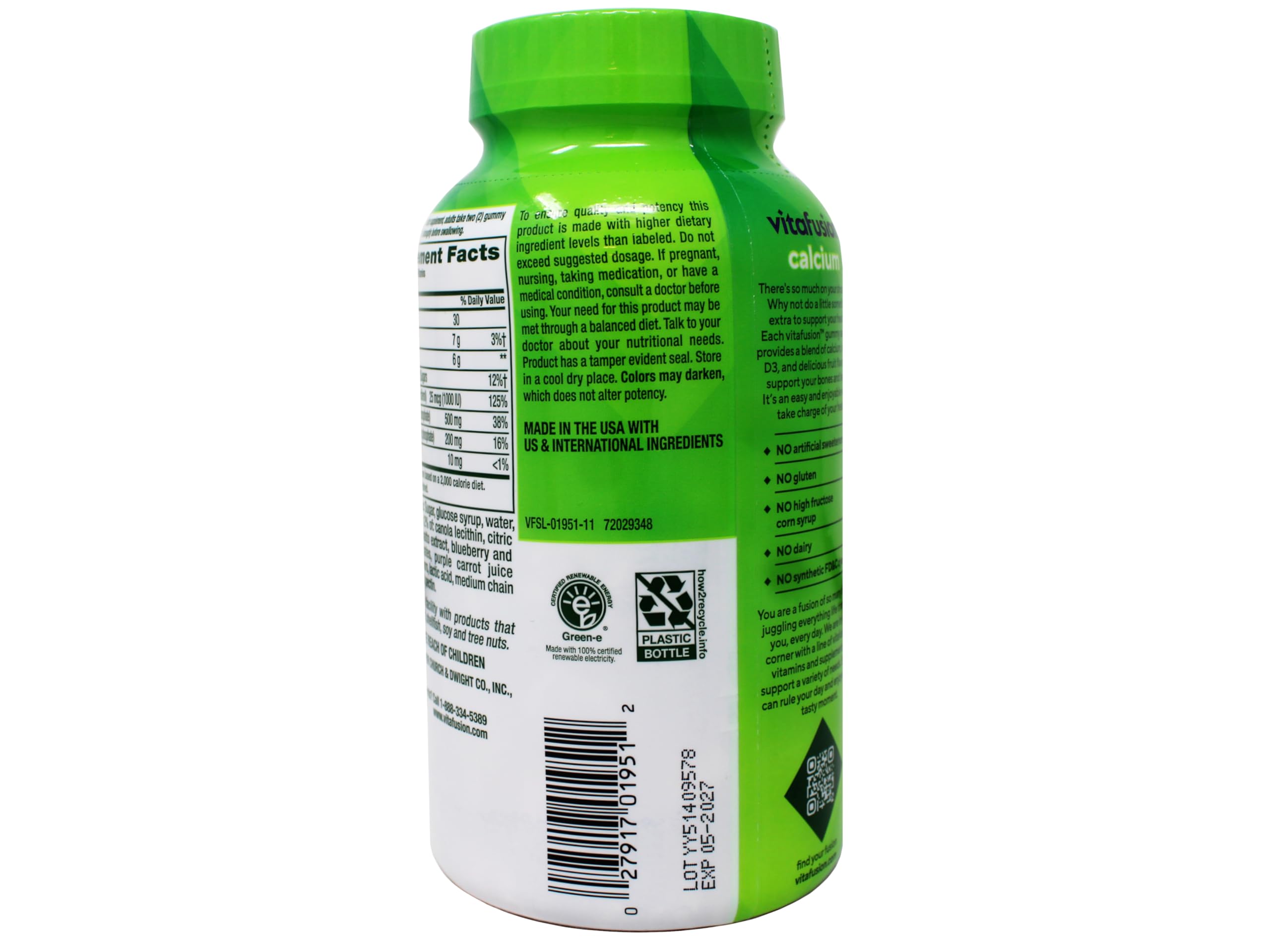 Vitafusion Calcium Adult Gummy Vitamins – Calcium & Vitamin D Gummies (100 Count)