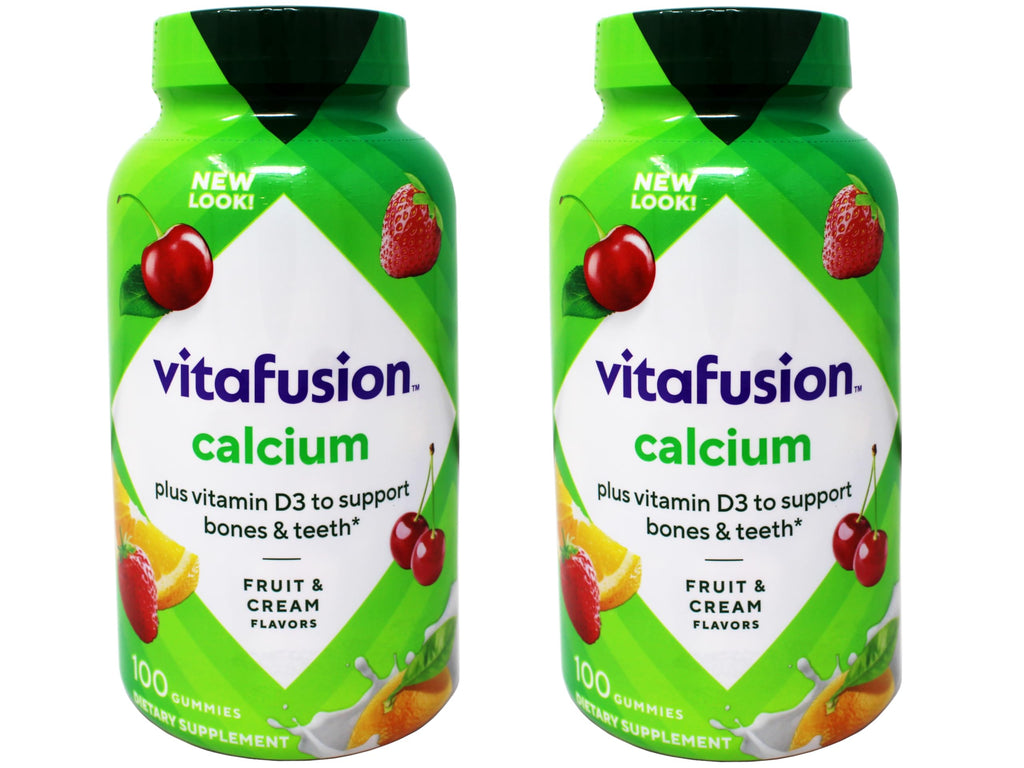 Vitafusion Calcium Gummies with Vitamin D for Adults – 500 mg Calcium, 1000 IU Vitamin D, Pack of 2 (2x100-count)