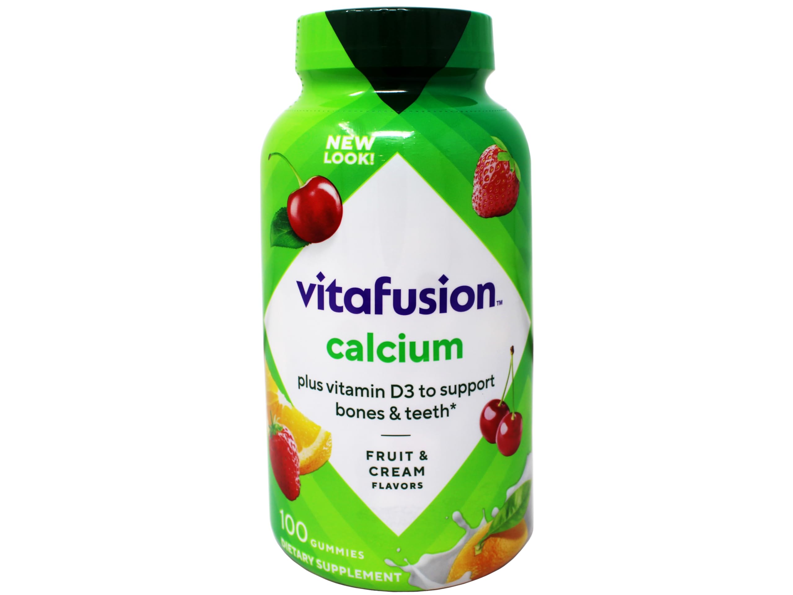 Vitafusion Calcium Gummies with Vitamin D for Adults – 500 mg Calcium, 1000 IU Vitamin D, Pack of 2 (2x100-count)