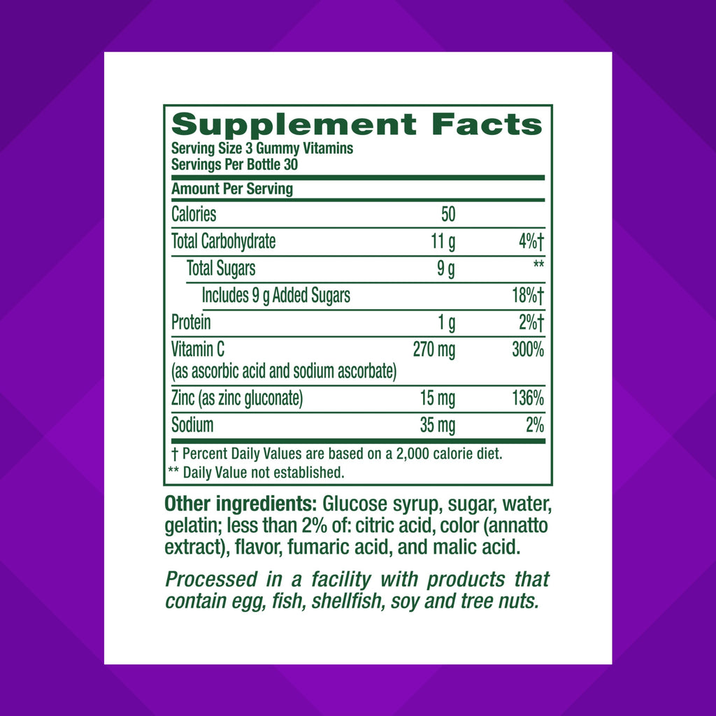 Vitafusion Power Zinc Gummy Vitamins – Immune Support, Strawberry Tangerine, 90 Count