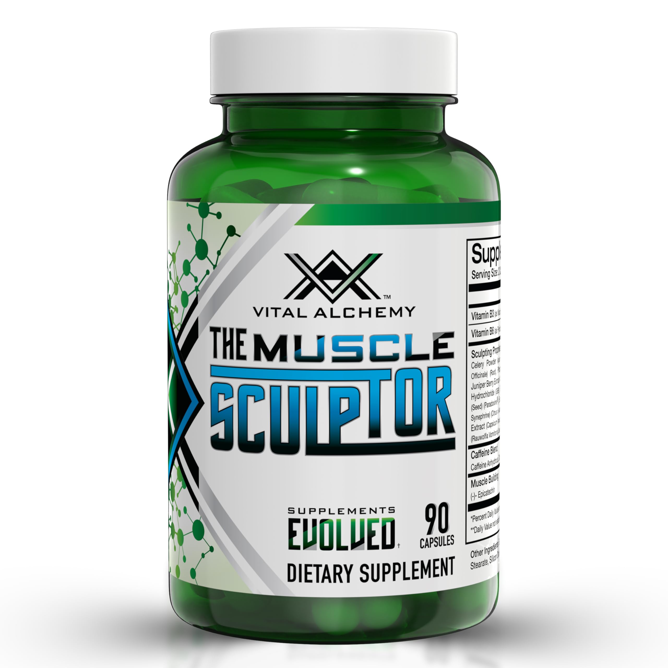 Vital Alchemy The Muscle Sculptor – Muscle Builder with B3, B6, Epicatechin & Cayenne | Made in USA