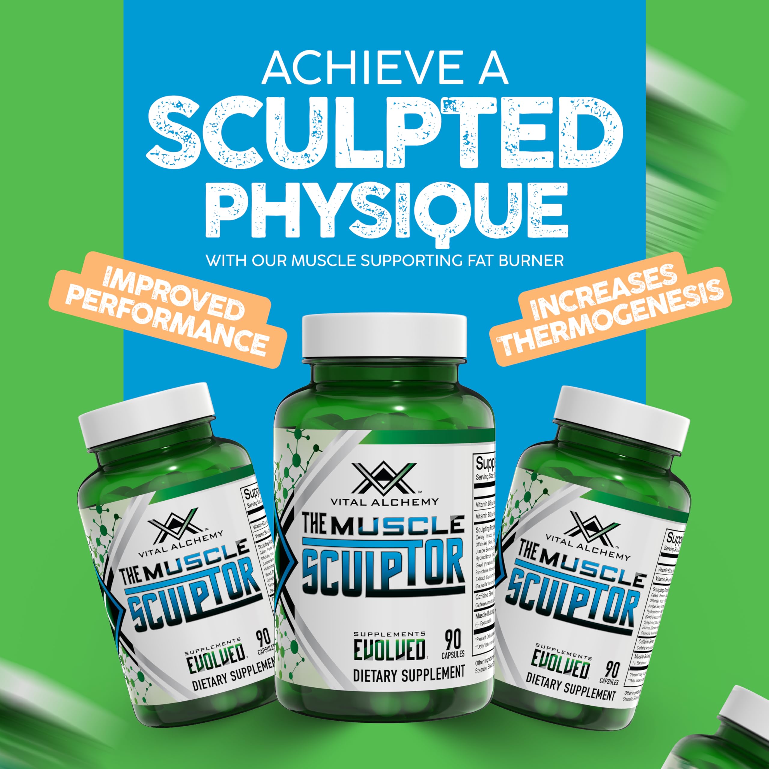 Vital Alchemy The Muscle Sculptor – Muscle Builder with B3, B6, Epicatechin & Cayenne | Made in USA
