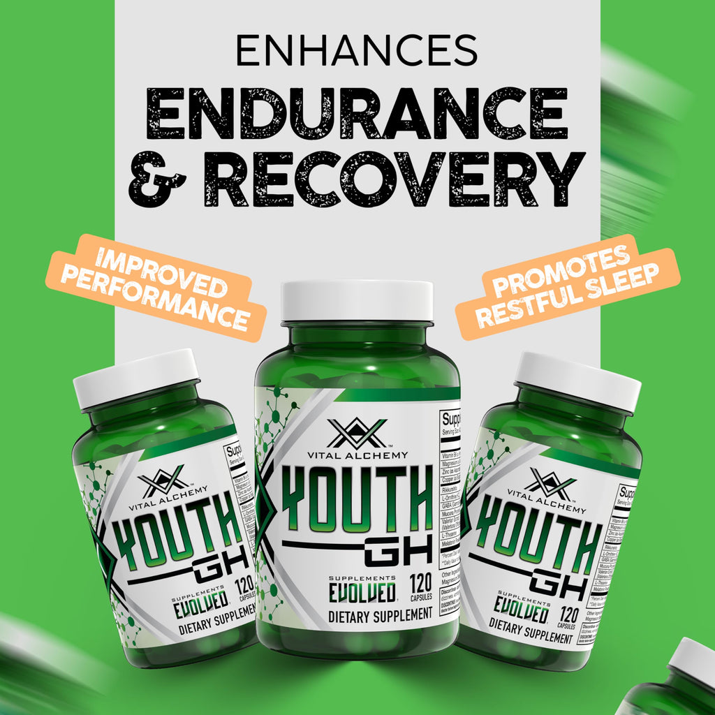 Vital Alchemy Youth – L-Theanine, Melatonin, Valerian, GABA, Magnesium & Zinc | 120 Capsules