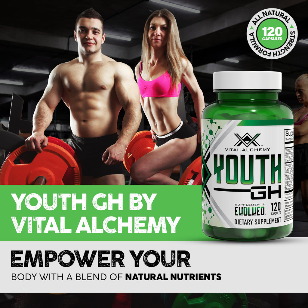 Vital Alchemy Youth – L-Theanine, Melatonin, Valerian, GABA, Magnesium & Zinc | 120 Capsules