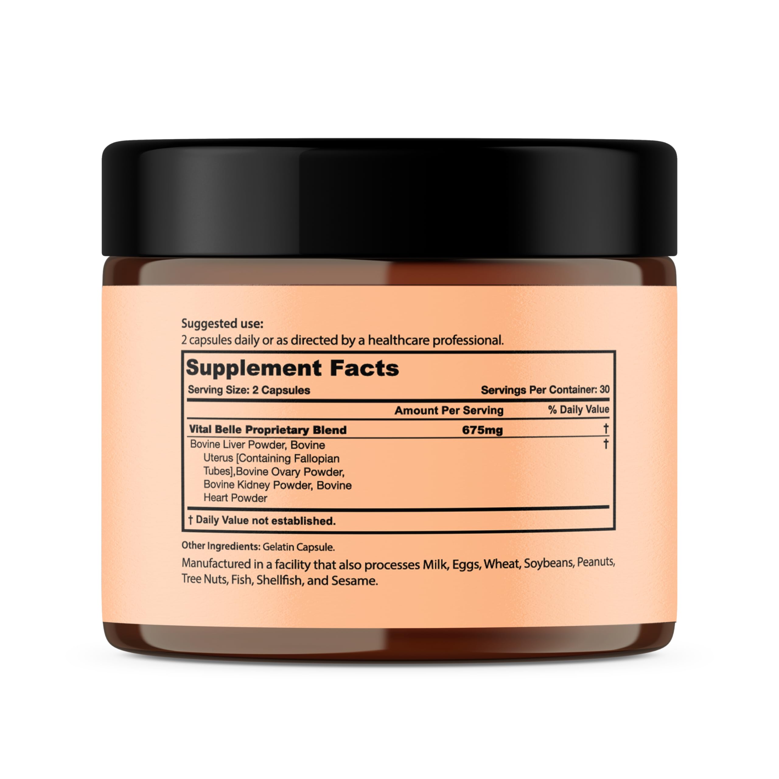 Vital Belle Grass-Fed Beef Organ Supplement for Women – Liver, Heart & Kidney (60 Capsules) – Pasture-Raised