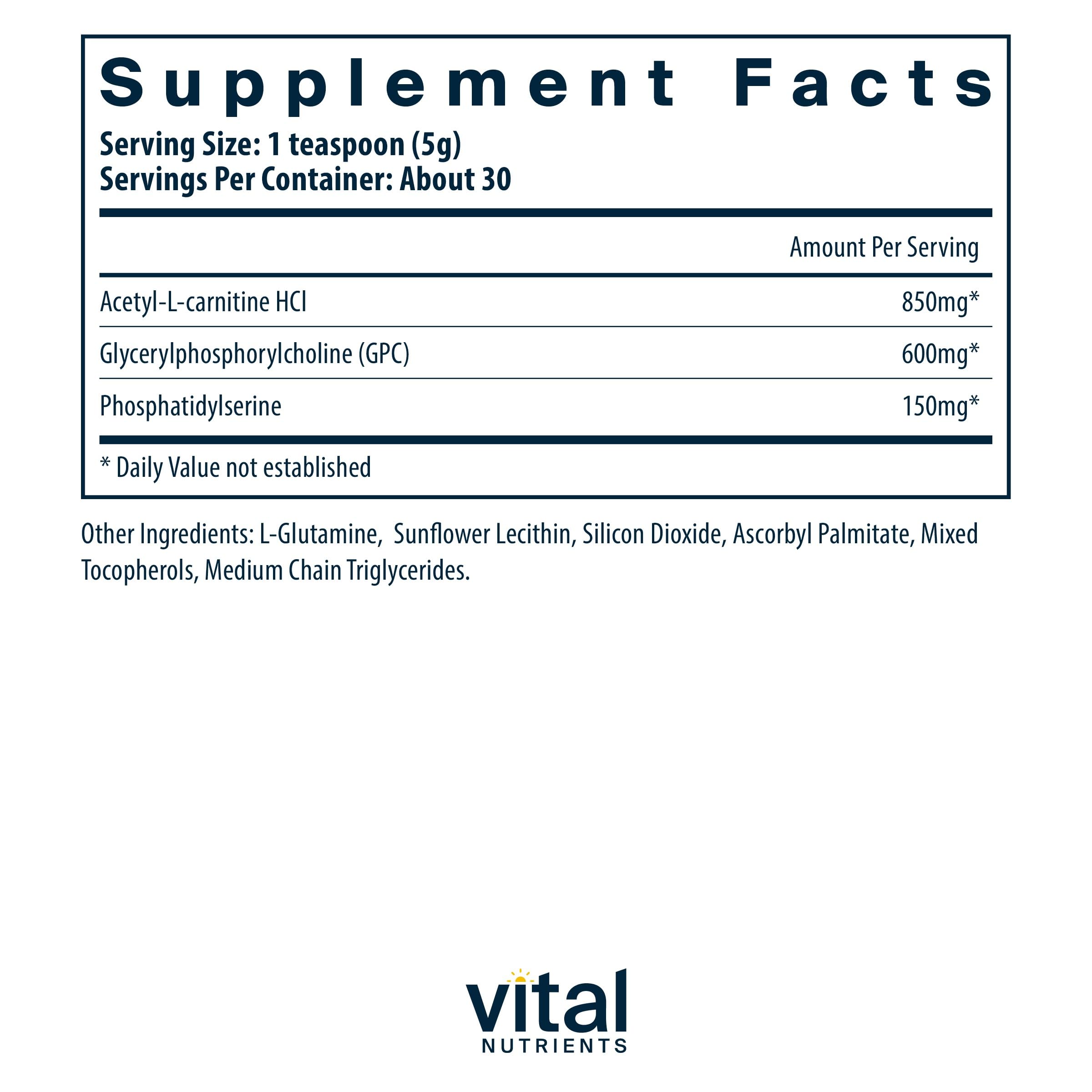 Vital Brain Powder | Vital Nutrients – Phosphatidylserine & Acetyl-L-Carnitine Nootropic