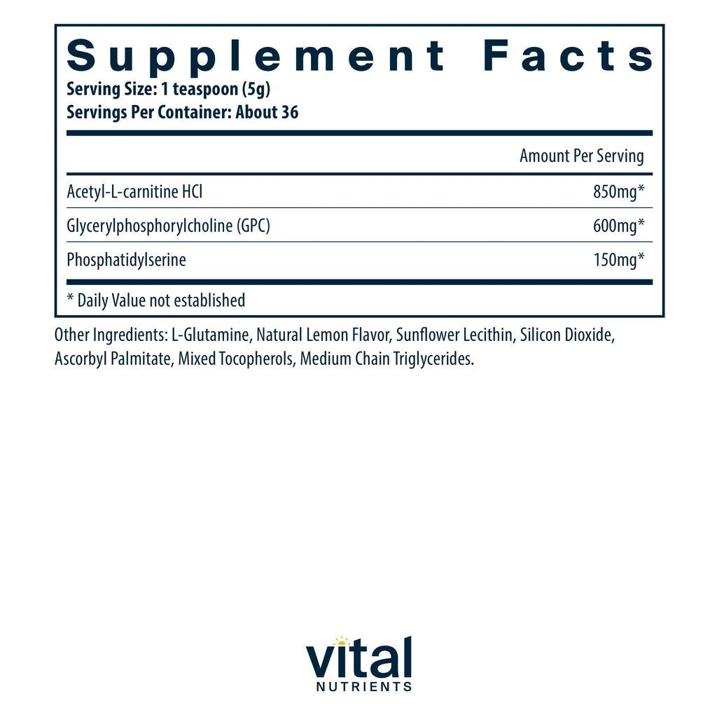 Vital Brain Powder – Nootropic with Phosphatidylserine & Acetyl-L-Carnitine | Lemon 150g