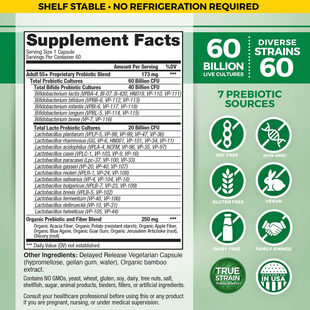Vital Flora 60B CFU Probiotic for Adults 55+ | Vital Planet Shelf-Stable