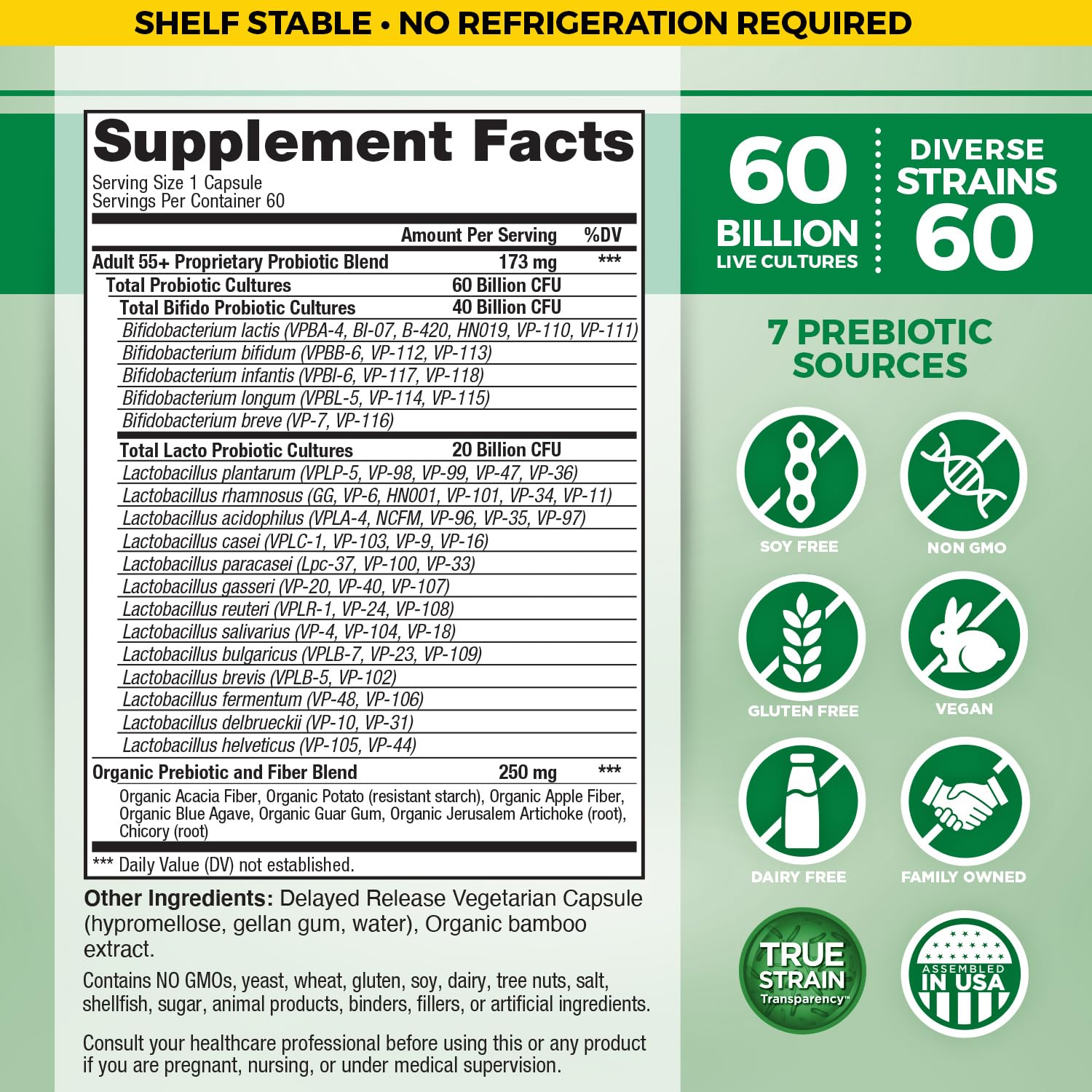 Vital Flora 60B CFU Probiotic for Adults 55+ | Vital Planet Shelf-Stable
