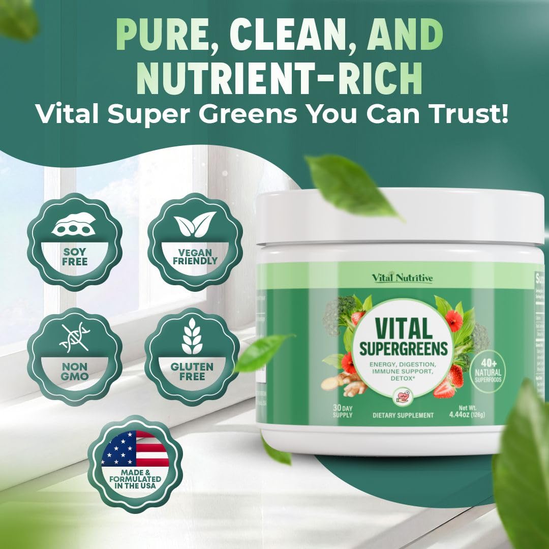 Vital Greens Superfood Powder – 40+ Superfoods, Probiotics, Vegan