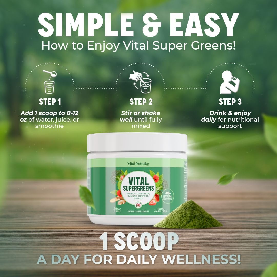 Vital Greens Superfood Powder – 40+ Superfoods, Probiotics, Vegan