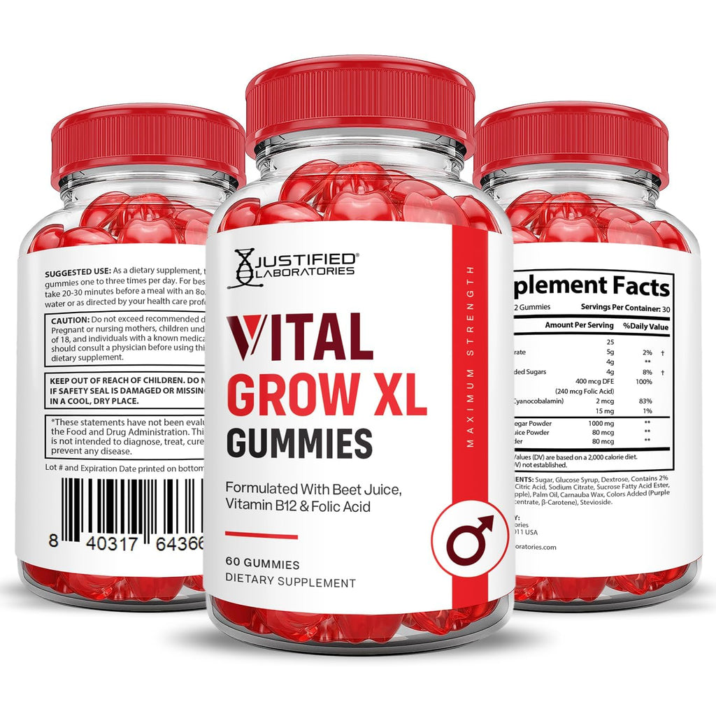 Justified Laboratories Vital Grow XL 1000mg ACV Gummies 2-Pack