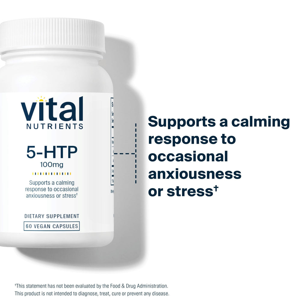 Vital Nutrients 5-HTP 100mg | Vegan Serotonin Support | Sleep & Stress | Gluten-Free & Non-GMO | 60 Capsules