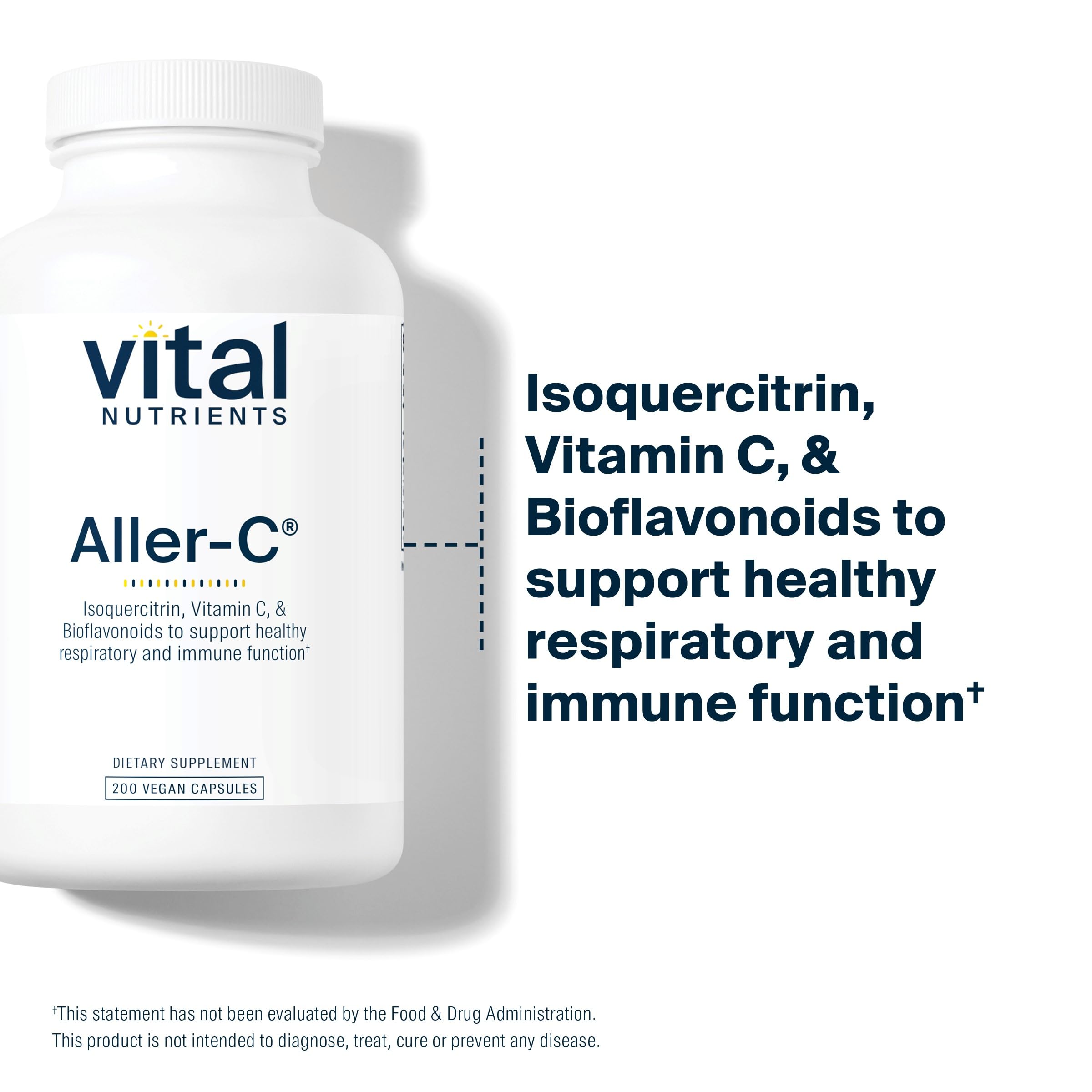 Vital Nutrients Aller-C | Vegan Respiratory & Sinus Support | Isoquercitrin, Bromelain, Bioflavonoids & Vitamin C | 200 Capsules
