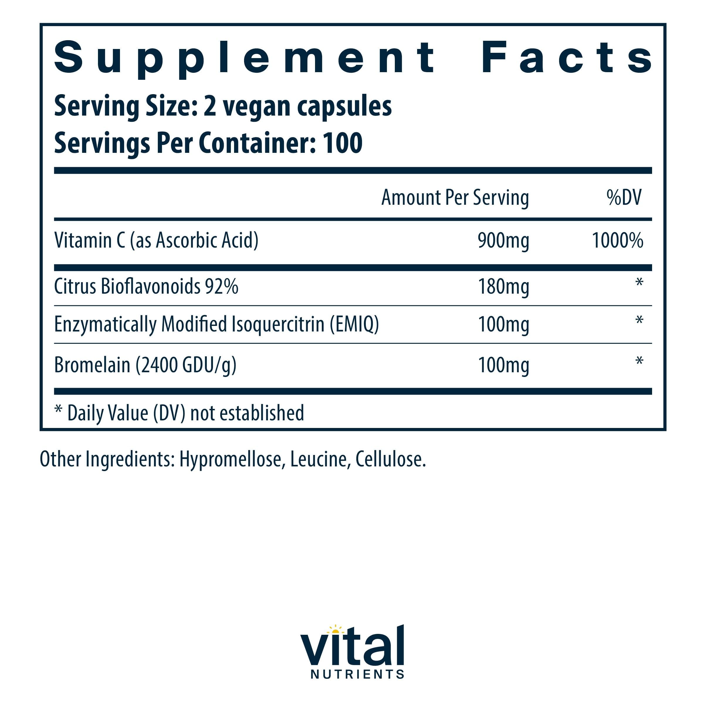 Vital Nutrients Aller-C | Vegan Respiratory & Sinus Support | Isoquercitrin, Bromelain, Bioflavonoids & Vitamin C | 200 Capsules