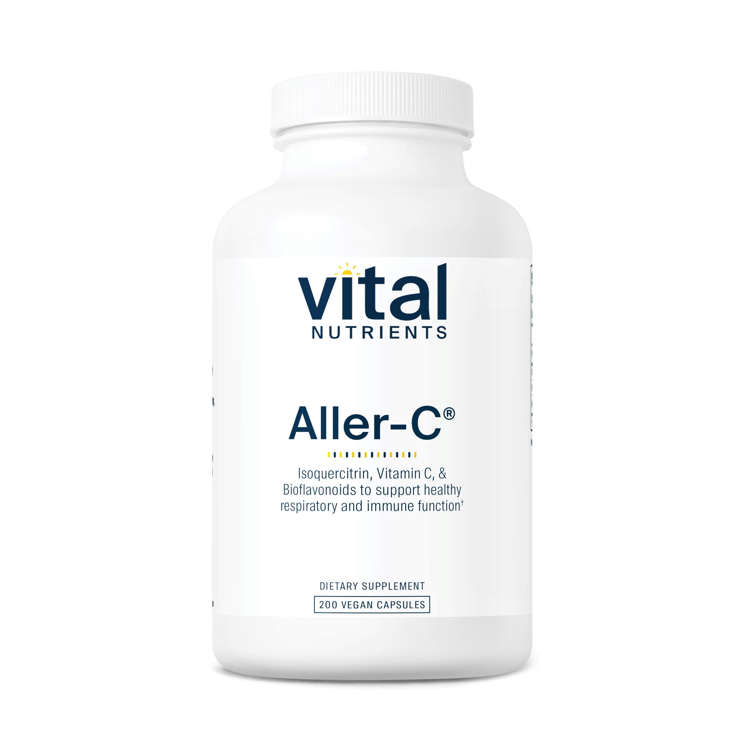 Vital Nutrients Aller-C | Vegan Respiratory & Sinus Support | Isoquercitrin, Bromelain, Bioflavonoids & Vitamin C | 200 Capsules