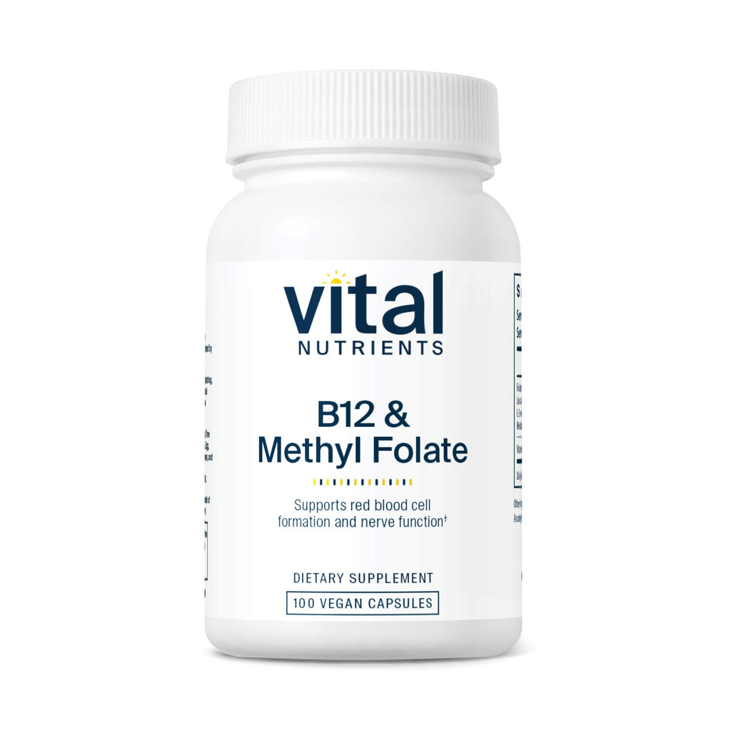 Vital Nutrients B12 & Methyl Folate – Vegan 5-MTHF + B12 | 100 Capsules