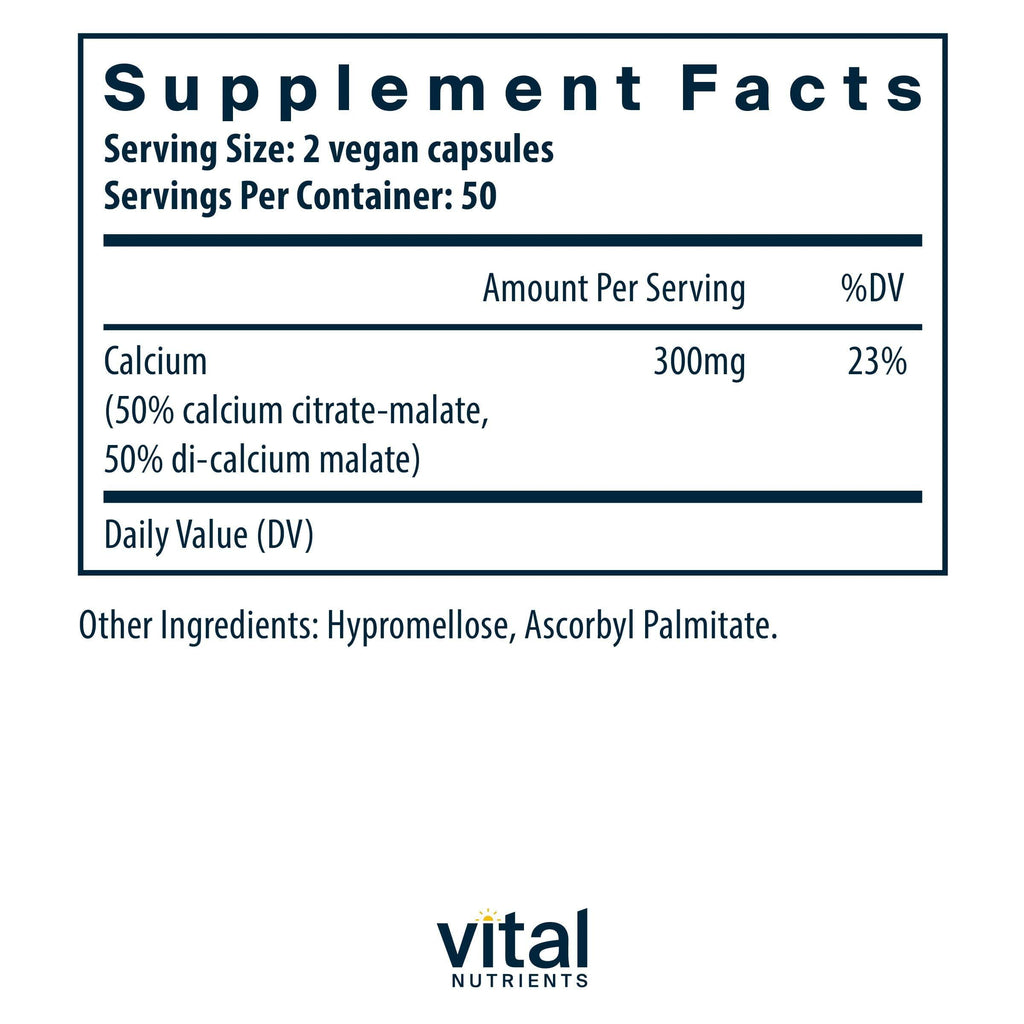 Vital Nutrients Calcium Citrate & Malate Complex 150mg – Vegan | Pack of 2 | Bone, Muscle & Heart Health
