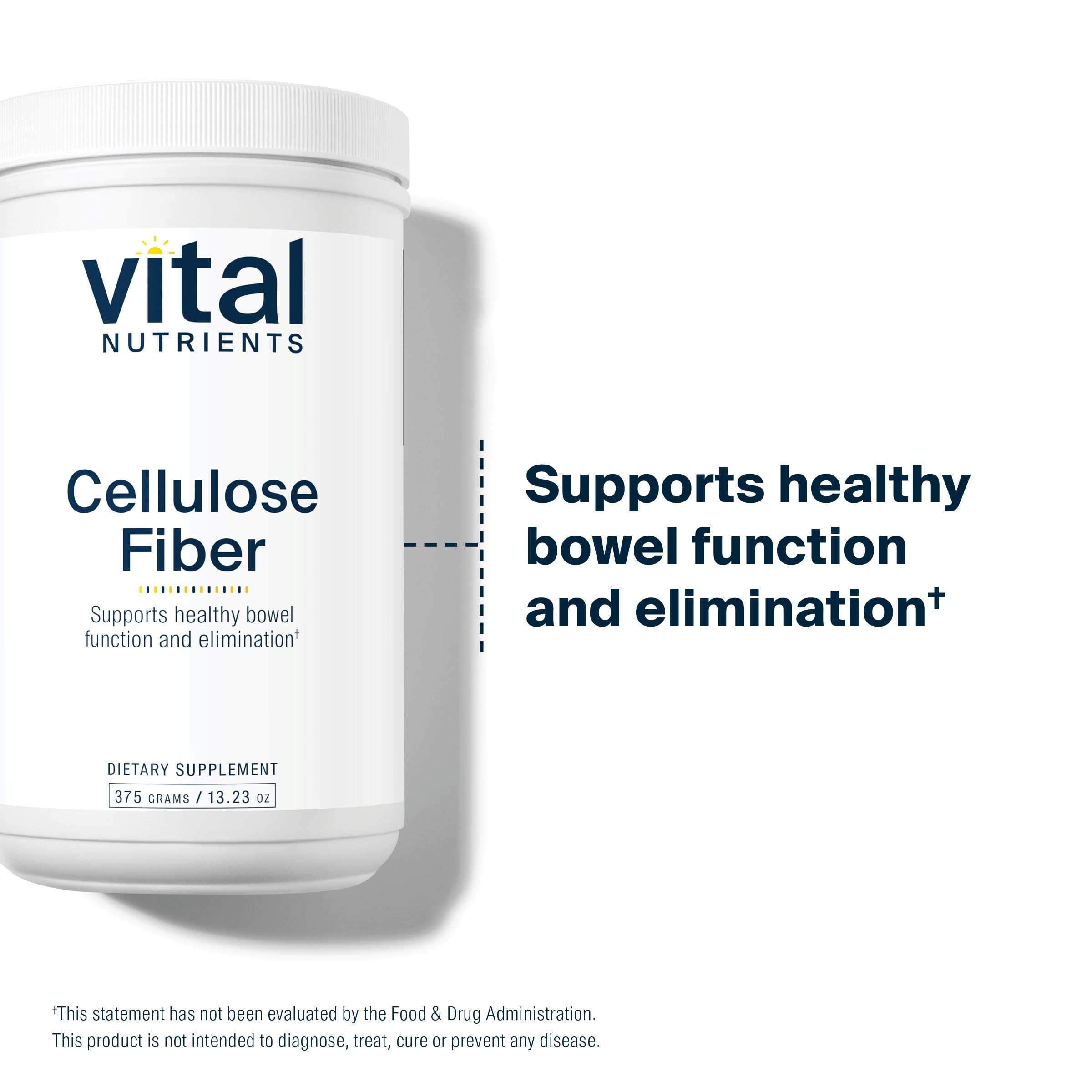 Vital Nutrients Cellulose Fiber Powder - 375g Insoluble Fiber | Gluten Free | Non-GMO | 60 Capsules