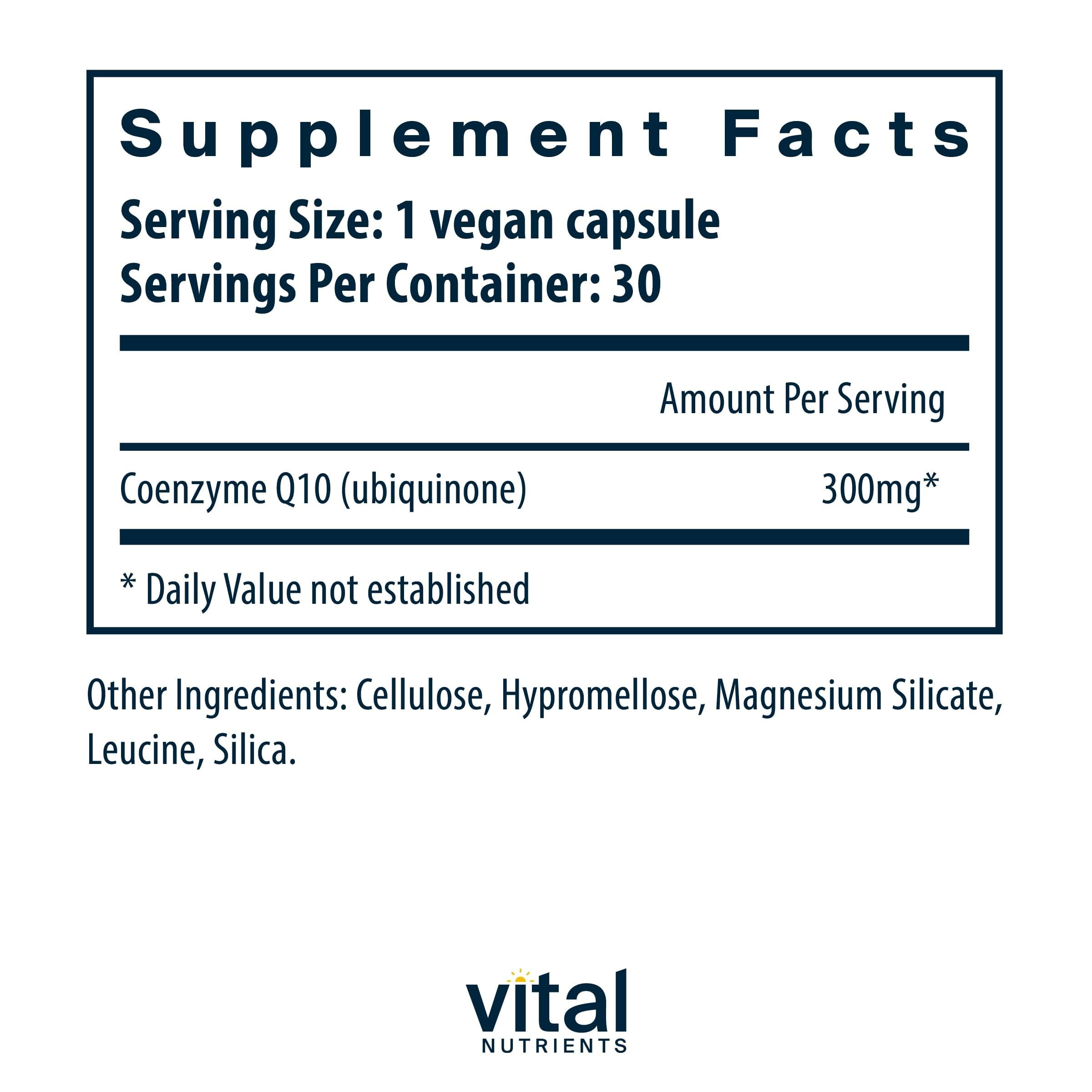 Vital Nutrients CoQ10 300mg | Vegan Supplement for Heart Health & Energy | 30 Capsules
