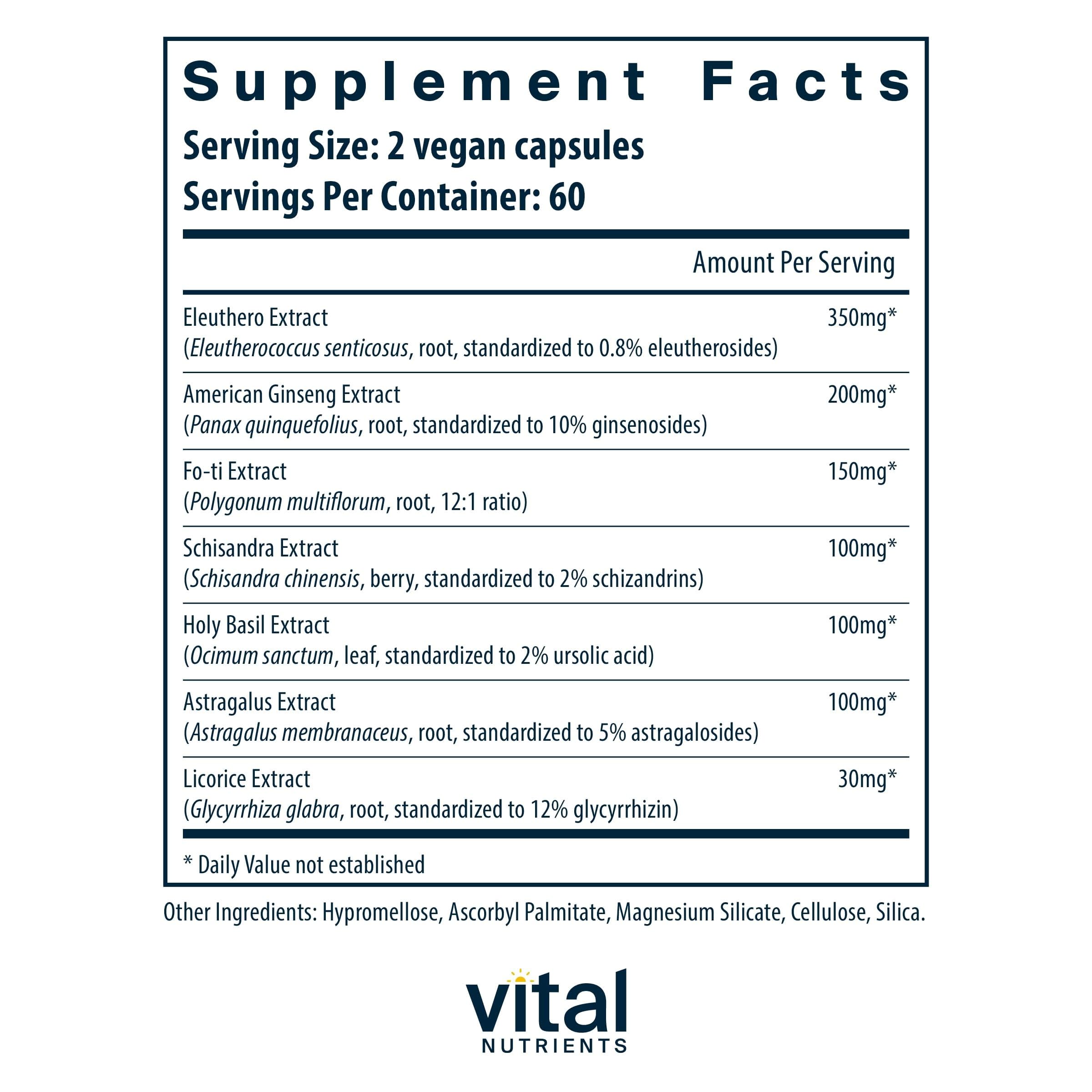Vital Nutrients Energy Plus – Nonstimulatory Herbal Energy Support | 120 Capsules