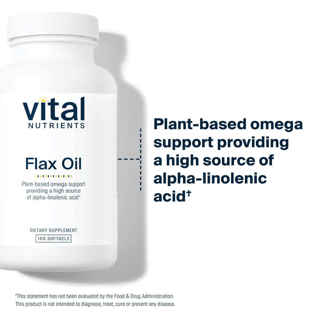 Vital Nutrients Flax Seed Oil 3000mg – Cold Pressed, High ALA for Heart Health | Non-GMO | Gluten, Dairy & Soy Free | 100 Softgels