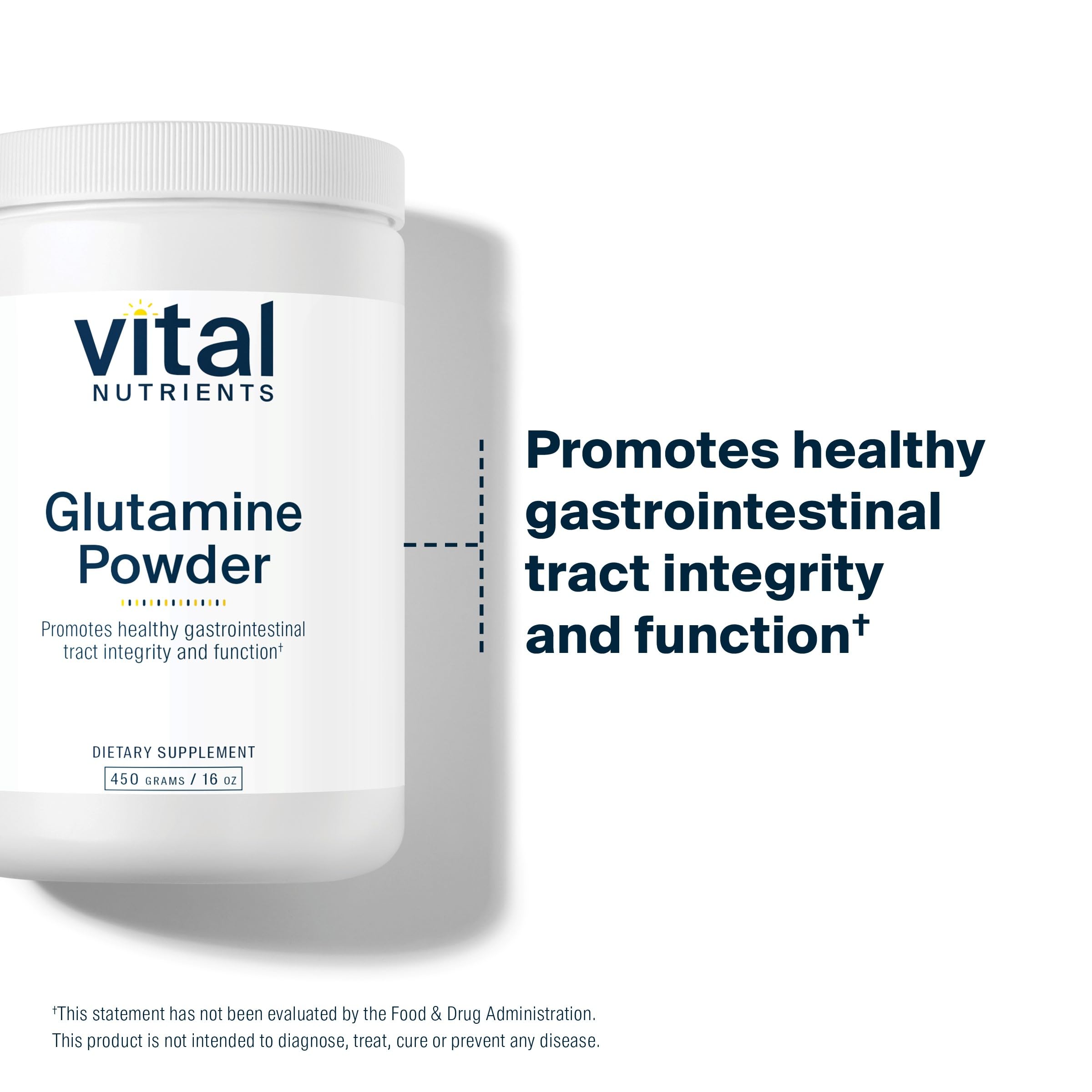 Vital Nutrients Glutamine Powder | GI Support, Gluten Free, Non-GMO 450g