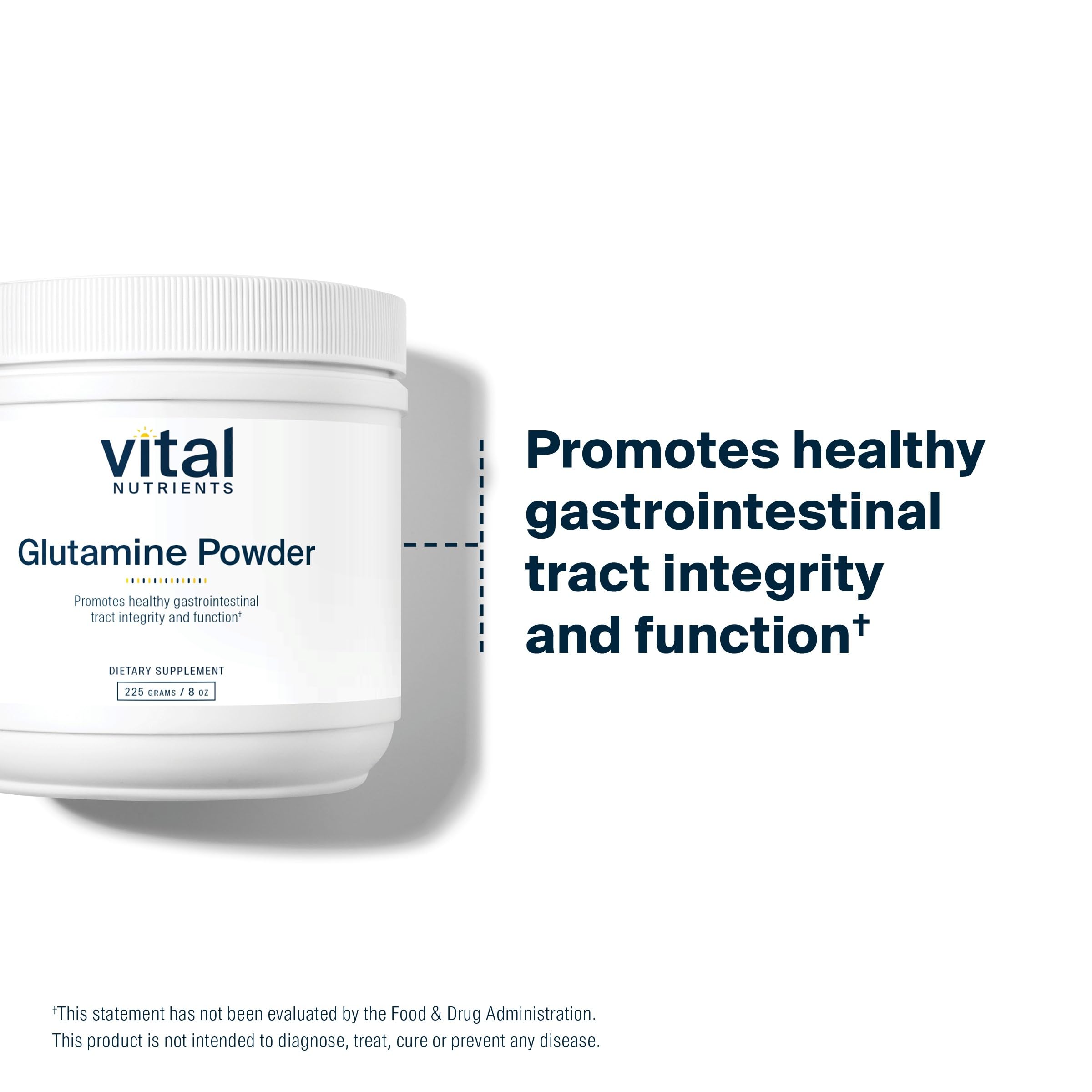 Vital Nutrients Glutamine Powder – GI Support, Gluten Free & Non-GMO (225 g / 8 oz)